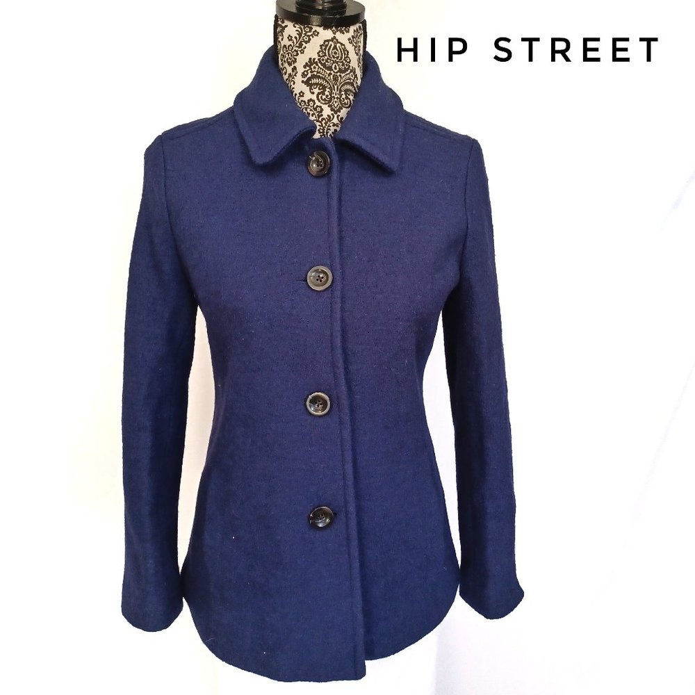 LAND'S END Wool Blend Boucle Button Front LS Jacket 6